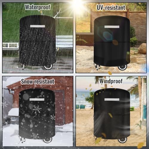 Grill Cover for Weber 22 Inch Charcoal Kettle- Waterproof BBQ Cover for Weber Char-Broil 22 Inch Charcoal Kettle Grills, Barbecue Kettle Grills Cover for Outdoor Grills, Fits 22" Webers Kettle Grills - Image 6