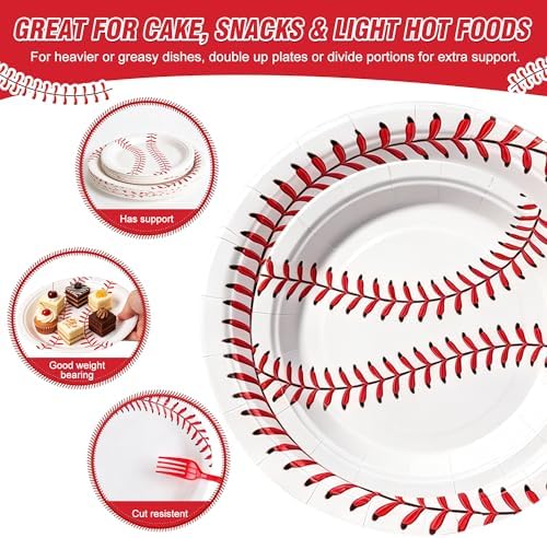 100 Pcs Disposable Baseball Party Tableware Set for 25 Guests - Image 6