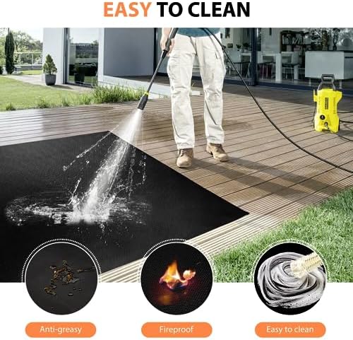 Large Under Grill Fire Pit Mats 42"x60" - Oil Waterproof BBQ Camping Stove Fireproof Mat, Reusable Easy Clean Gas Grill Mat for Outdoor Deck Protector - Image 5