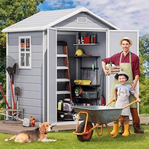 DWVO 6x4.4ft Outdoor Plastic Storage Shed with Floor & Window - Image 2