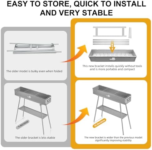 WILLBBQ Charcoal Grill, Portable BBQ Grill with Removable Stand & Shelf - Image 3
