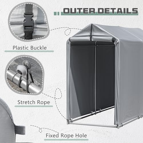 Flamaker 6' x 3' Small Bike Tent Storage with PE Fabric and Steel Frame - Image 4