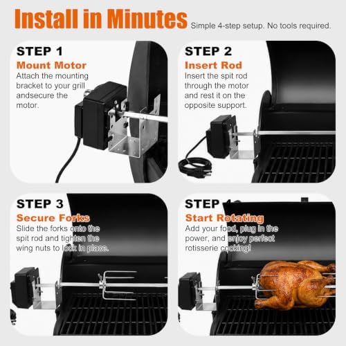 7652 Rotisserie Kit for Weber Genesis II 200/300, 13W Motor, Stainless - Image 7