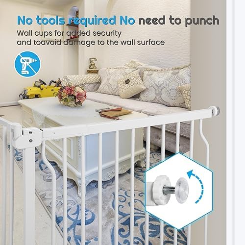 owlie 75 to 85 Inch Extra Wide Baby Gate with Door for Stairs Doorways - Image 4