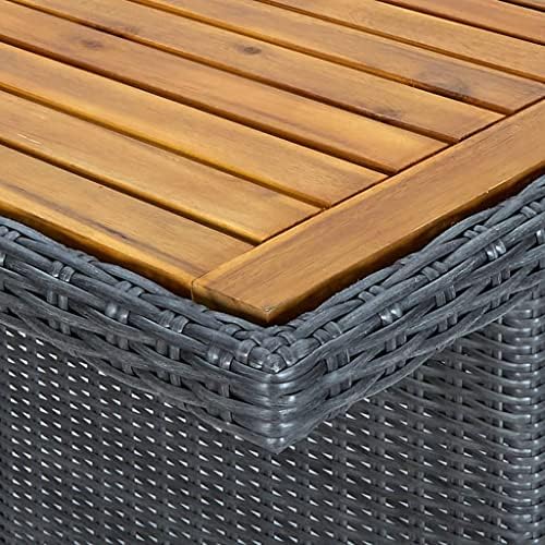 Outdoor Tables Dark Grey Patio Table, Solid Acacia Wood Dining Table for Garden, Deck, Balcony, Exterior Furniture for Outside, 78.7 in. - Image 6