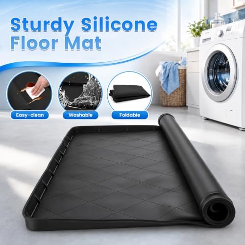 Washing Machine Mat for Under Washer & Dryer, Silicone 28.7"x28.7" - Image 3
