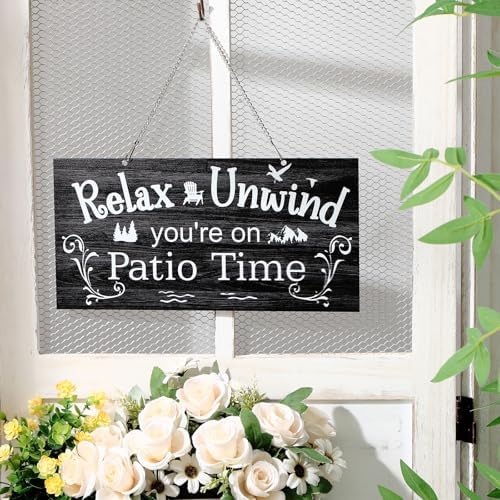 Hotop Metal Patio Sign Vintage Wall Decor for Outdoor, 12 x 6", Black - Image 6