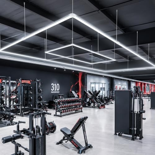 LZHOME LED Garage Lights: Super Bright Suspendable or Surface-Mounted Square Garage Lights, 5000K Natural White LED Lighting Hexagon Shop Light for Warehouse Gym Barber's Shop by LZHOME