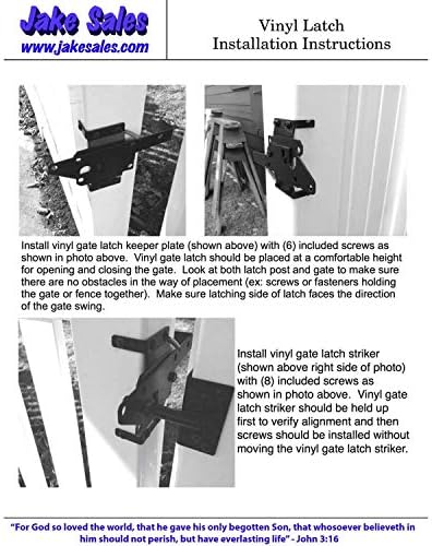 Jake Sales - Stainless Steel Extended Gate Latch Black (for Vinyl, Wood, PVC etc Fencing) Fence Gate Latch w/Mount Hardware - - Image 5