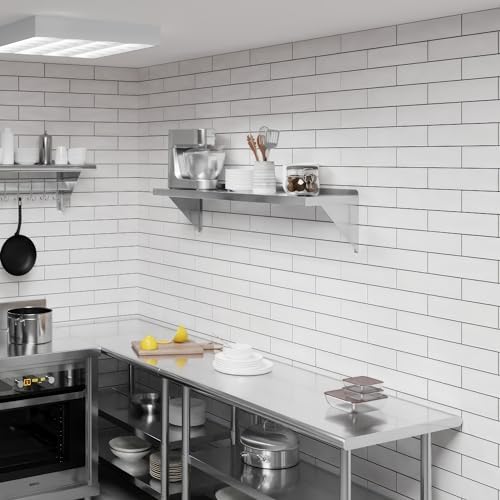 AmGood 12" x 48" Stainless Steel Wall Shelf | Appliance & Equipment Metal Shelving | Kitchen, Restaurant, Garage, Laundry, Utility Room | Heavy Duty | Turned-Down Edge | NSF Certified - Image 7