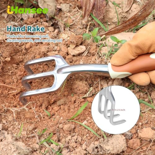 Brown Garden Tool Sets, Aluminum Gardening Hand Tool Kit 4-Piece - Image 4