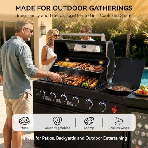 65" Modular Outdoor Kitchen Island,4-Burner 72,000 BTU Stainless Steel Propane Grill with Side Burner,Infrared Burner,Refrigerator,and Granite Countertop.Gas Grill for Backyard & Patio BBQ. - Image 4