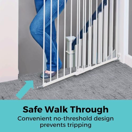 Toddleroo Easy Swing & Lock Baby Gate for Top of Stairs: 36" Tall, White - Image 6
