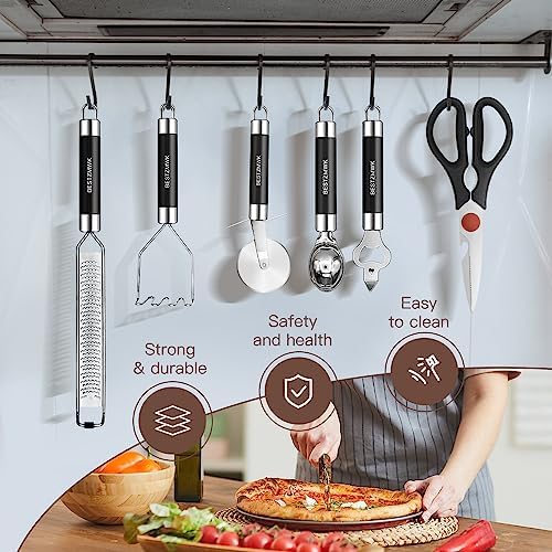 Kitchen Utensils Set-Silicone Cooking Utensils-32 pcs Non-Stick Silicone Cooking Kitchen Utensils Spatula Set with Holder-Best Kitchen Cookware with Stainless Steel Handle (Black) - Image 6