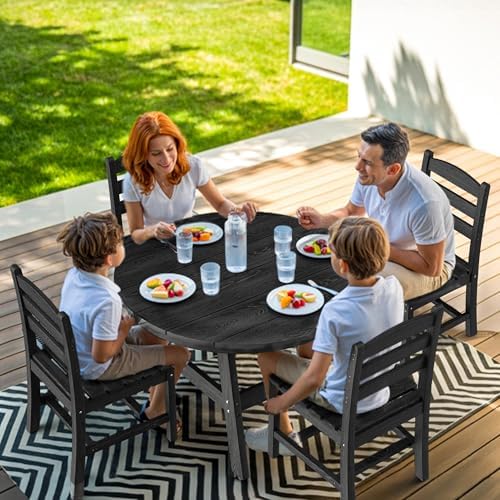 Pamapic Patio Dining Table Set, 5-Piece Outdoor Dining Set for 4, Black - Image 2