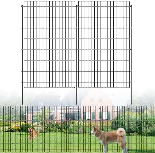 Metal Garden Fence 48 in x 25.3 ft, Tall Outdoor Dog Fence with Stakes by FOREHOGARGARDEN%EF%BC%86HOME