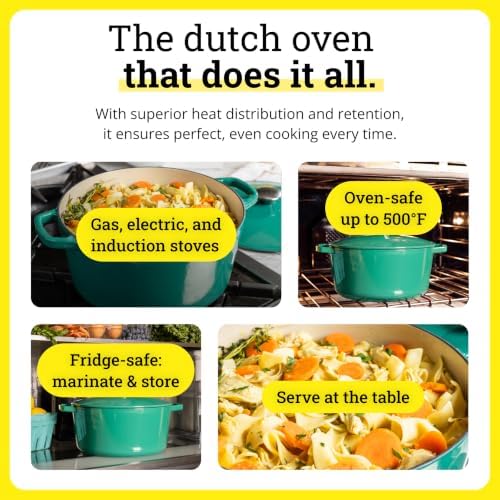 Lodge 5 Quart Cast Iron Elements Enamel Dutch Oven - Clover - Image 4
