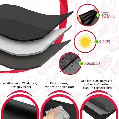 NEXCOVER 55 Inch Grill Cover - 600D Heavy Duty Waterproof and Weather Resistant BBQ Cover for Weber, Char Broil, Nexgrill - Fade Resistant, Black (Pack of 3) - Image 3