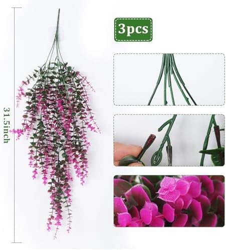 RECUTMS Fake Monkey Plants Hanging Eucalyptus Vines Fake Vines Outdoor 3Pcs - Image 2