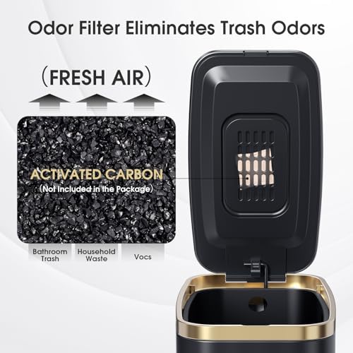 CEROELDA Small Bathroom Trash Can with Lid-5L/1.3 Gal-Soft Close Lid-Black - Image 3