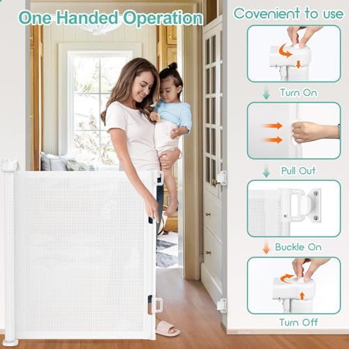 EZIGO 71 Inch Retractable Baby Gates Extra Wide Reinforced Baby Dog Gate - Image 5