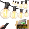 OHLUX 35FT Solar String Lights Outdoor, Waterproof Solar Patio Lights with Remote, 17 Shatterproof LED Filament G40 Globe Bulbs, 2200K Soft White, Dimmable Outside Hanging Light for Backyard Deck by OHLUX-YourIndoorOutdoorSpaceLightingPartner