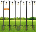 MuliVid 6 Pack 9FT String Light Poles for Outdoor,Metal Lights Hanging Pole Outside with Fork,Light Stand for Patio, Pergola, Garden, Backyard, Yard, Camping Party by Unknown