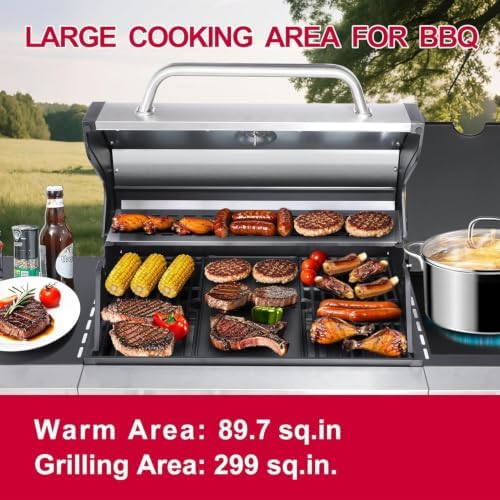4-Burner Propane Gas Grill and Griddle Combo with Side Burner - Image 4