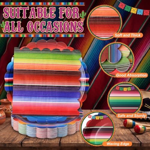 Roshtia 120 Pcs Mexican Serape Plates and Napkins, Fiesta Taco Bar Decor - Image 4