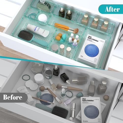 7 PCS Plastic Drawer Organizers Set, 4 Size Desk Drawer Organizer Trays - Image 4