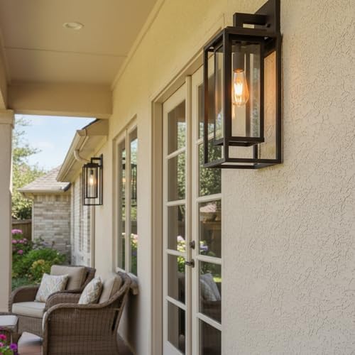 21" Double Cage Outdoor Wall Light, 2Pack Exterior Lantern Sconce - Image 4