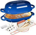 Enameled Cast Iron Dutch Oven for Bread Baking - incl. Sourdough Bread-Baking Supplies like Banneton Bread-Proofing Basket - 5QT Loaf Cast Iron Bread Oven Pan with Lid Meatloaf Pan with Lid, Sour Sough Tools, Lame(Blue） by UmiteChef