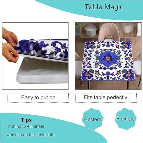 Outdoor Square Tablecloth, Mexican Talavera Pattern Printed on Fade Resistant Patio Table Covers for Outdoor Furniture, Suitable for Home Dining Camping BBQ, Fit for 42" x 42" Square Tables - Image 3
