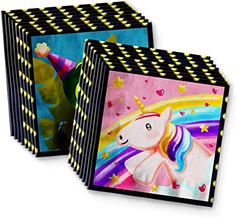 Unicorns & Dinos Joint Birthday Party Supplies Set Plates Napkins Cups Tableware Kit for 16 - Image 4