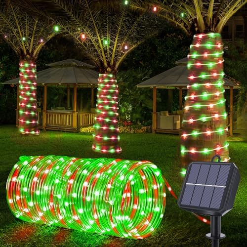 Solar Rope Lights, 66ft 200LED Solar String Lights, 8 Modes, Waterproof by Jnaurb