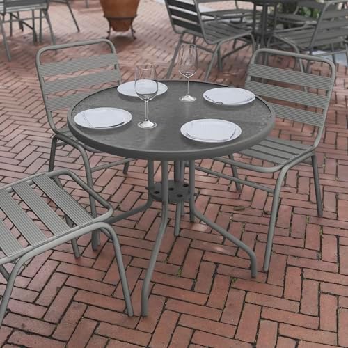 Flash Furniture 31.5 in Metal Round Table, Silver - Image 5