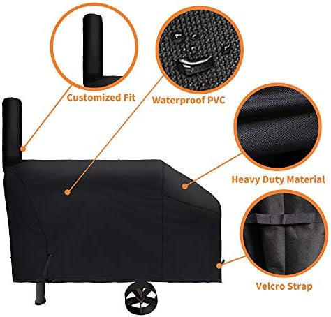 i COVER 66 Inch Offset Smoker Cover, 600D Pellet Grill Cover, Heavy Duty BBQ Smoker Cover, Waterproof Patio Outdoor Canvas Barbecue Cover for Landmann Brinkmann Charbroil Chargriller - Image 2