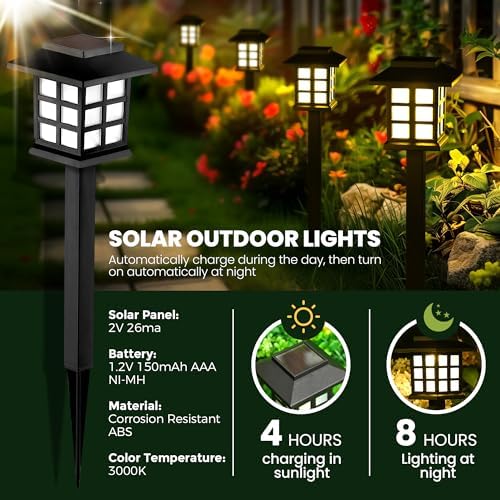 GIGALUMI Solar Lights Outdoor Waterproof 8 Pack, LED Garden Decor - Image 6