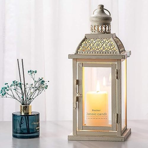 NEEDOMO 14.4" Lanterns Decorations Indoor, Hanging Candle Lantern Outdoor, Vintage Large Lantern Decor with Clear Glass, Metal Candle Holder for Home, Table, Patio, Rustic Farmhouse Wedding, Christmas by NEEDOMO-LightUpYourSpace