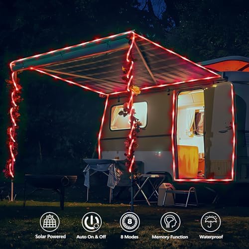 Solar Rope Lights, 33ft 100LED Solar String Lights, 8 Modes, Waterproof - Image 2