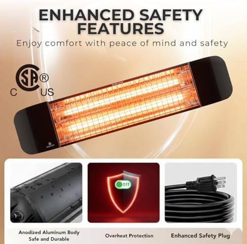 ZeboZap KDHT1500 1500W Infrared Electric Patio Heater for Gazebos, Pergolas, Decks, Garages, Backyards & Restaurants | Wall & Post Mounted Outdoor Heater - Image 3