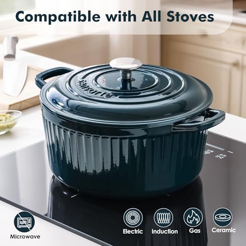 SENSARTE 3.5QT Enameled Cast Iron Dutch Oven Pot with Lid&Cotton Potholders - Image 5