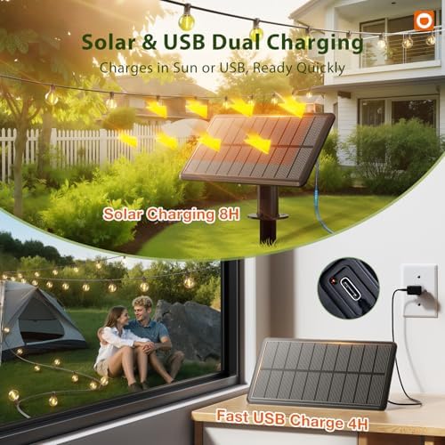 addlon 25FT 13LED Solar String Lights Outdoor Waterproof with Remote, USB - Image 2