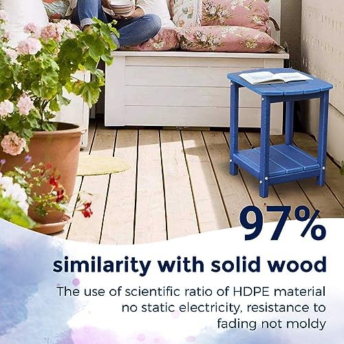 Adirondack Square Outdoor Side Table,2-Tier Storage Patio Side Table, HDPE End Tables for Backyard Pool Porch Garden Lawn (Pack of 2) - Image 4