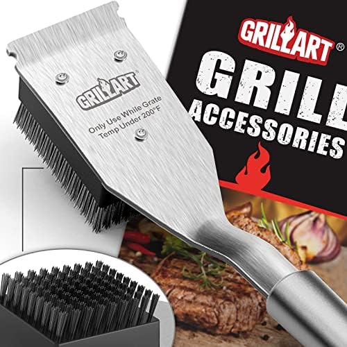 GRILLART Grill Brush and Scraper, Wire BBQ Grill Brush for Outdoor Grill, 16.5” Grill Cleaning Brush BBQ Grill Accessories, Safe Grill Cleaner Brush-Ideal Gift for Men/Dad BBQ Brush for Grill Cleaning by GRILLART