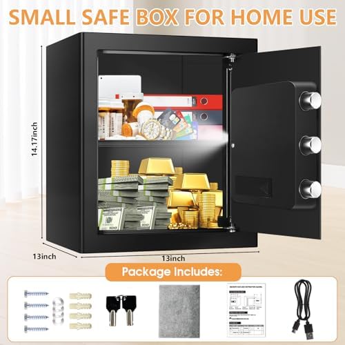 2.0 Cub Large Fireproof Safes for Home Use, Digital Security Safe Box Fireproof Waterproof with Combination Lock and Removable Shelf, Home Fire Safe for Document Money Medicines Valuables - Image 3