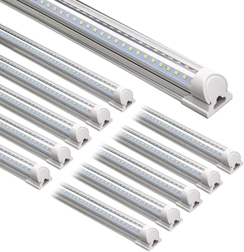 Barrina T8 LED Shop Lights 8FT, 72W 10000LM 5000K, High Output, 10 Packs by Barrina