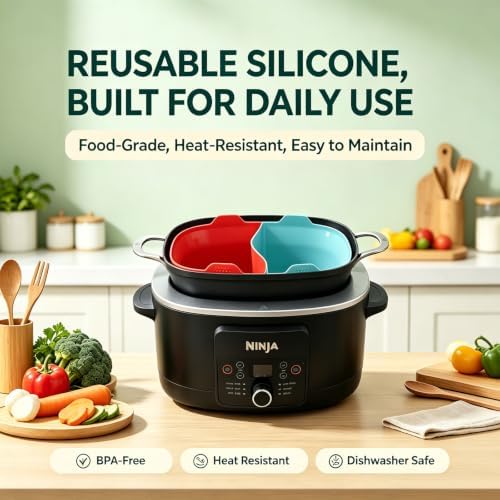 Magikichen Silicone Liners for Ninja 8.5 Quart, Compatible with MC1001, MC1000 MC1010, MC2001, Accessories for Ninja, 8.5 Reusable silicone Divider Insert,BPA-Free, Dishwasher Safe - Image 5
