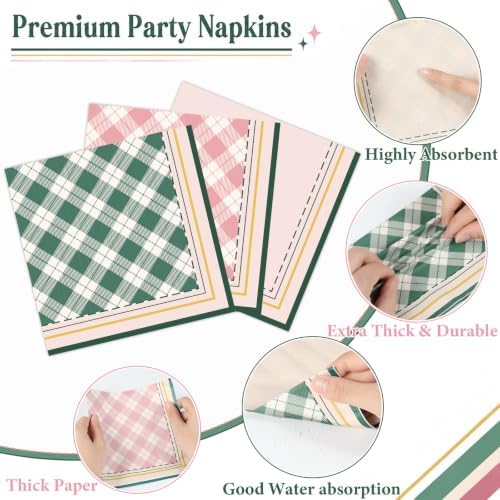 96Pcs Camp Bachelorette Decorations Plaid Plates and Napkins,Serves 24 - Image 4