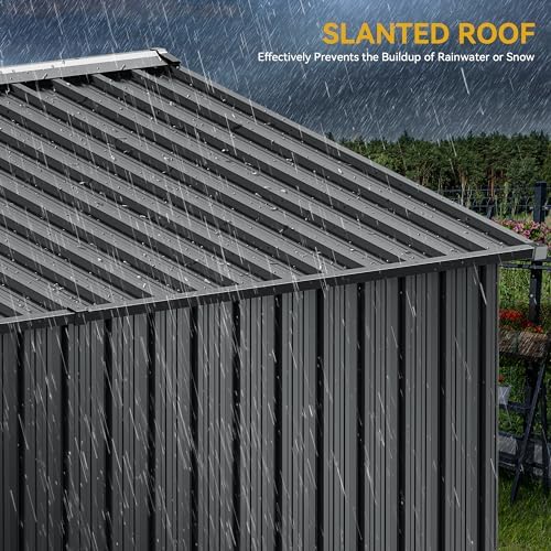 DWVO 9x4ft Large Tool Storage Shed with Lockable Doors, and Sloped Roof, Oversized Steel Outdoor Storage Shed for Garden, Patio, Garage, Backyard, Lawn - Dark Gray - Image 5